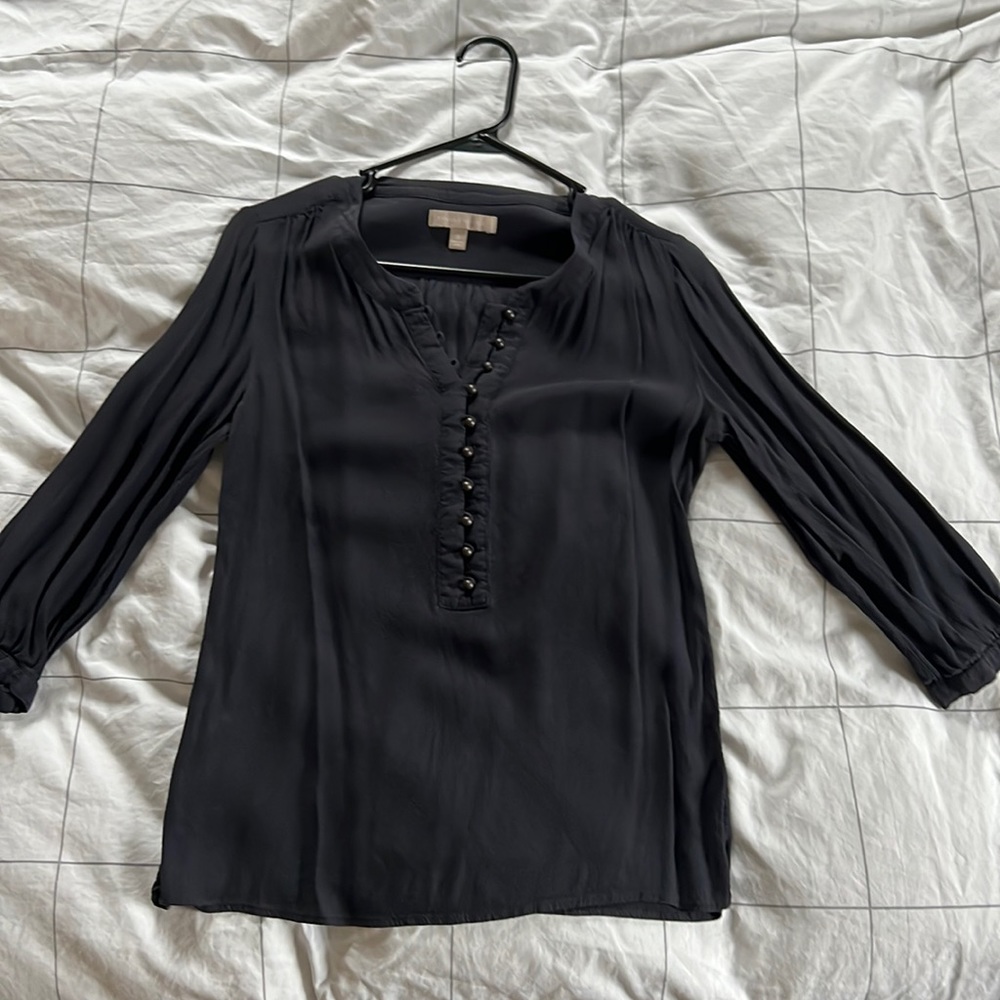 Dull navy blouse with buttons